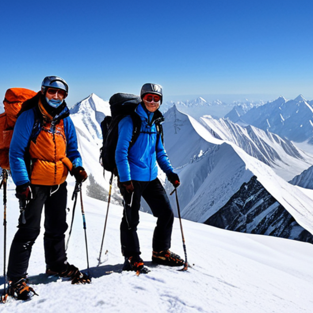 텐샨 산맥 하이킹 - Khan Tengri Summit View**

"A breathtaking panoramic view from the summit of Khan Tengri, Tian Shan ...