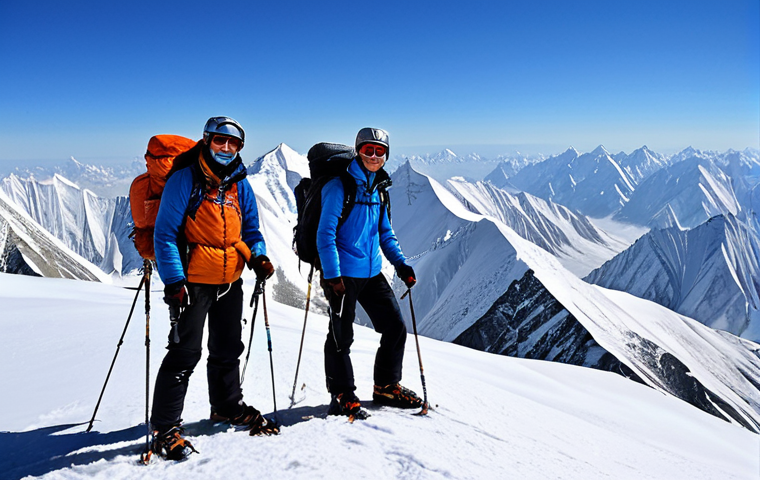 텐샨 산맥 하이킹 - Khan Tengri Summit View**

"A breathtaking panoramic view from the summit of Khan Tengri, Tian Shan ...