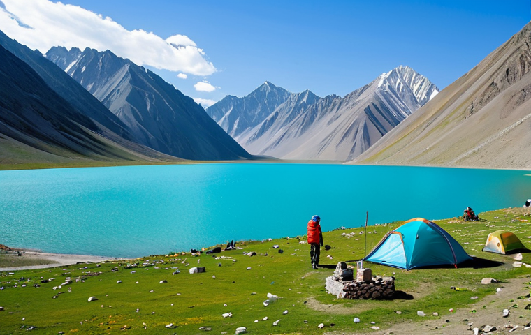 텐샨 산맥 하이킹 - Khan Tengri Summit View**

"A breathtaking panoramic view from the summit of Khan Tengri, Tian Shan ...