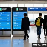 인천공항 출발 비슈케크 직항 - A modern airport departure scene at Incheon International Airport in the morning, showing diverse tr...